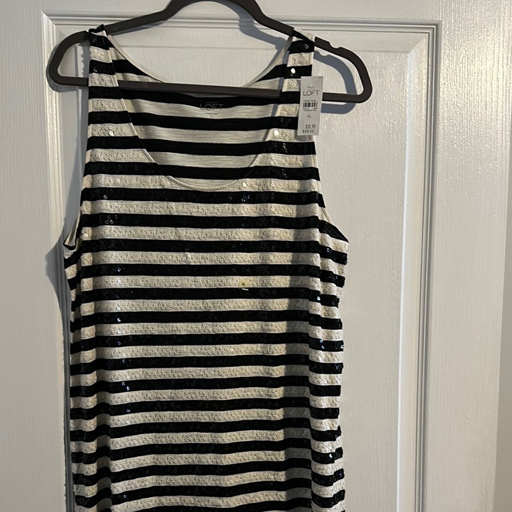 LOFT Black and White Striped Women's Top
